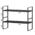 2Pack Expandable Cabinet Shelf Organizers, Stackable Metal Shelves Extender for Kitchen Countertop Storage, Adjustable Spices Shelves Rack Stand for Cupboard Pantry, Black - size: 2Pack-Special-8''Wx(16.5-27'')Lx9.6''H-Black