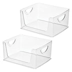 iDesign Stackable Open-Front Storage Bin with Handles for Kitchen, Set of 2, Clear, Made in USA - style: Pack of 2