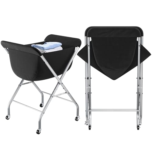 ELYKEN Laundry Cart with Wheels, 33”H Easy Rolling Laundry Hamper with Removable Liner Bag, Sturdy Metal Frame Clothes Basket with 4 Casters and 2 Brakes - color: Black, size: 25.6"L x 22"W x 33"H