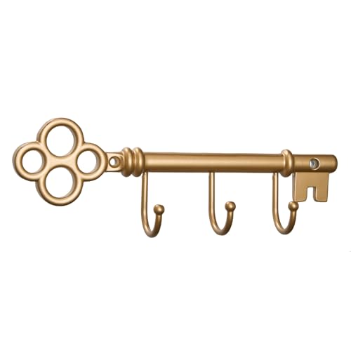 Classic Wall Mounted Key Holder Hook Rack, Vintage Key Rack for Entryway (Gold) - color: Gold