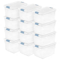 Sterilite 12 Pack Latching Box, Under Bed Storage Bins with Lids, Clear Plastic, 64 Quart - Heavy-Duty Organizing Containers for Closet, Bathroom, and Office - size: 64 Quart, style: 12 Pack