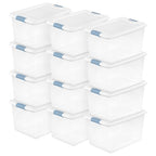 Sterilite 12 Pack Latching Box, Under Bed Storage Bins with Lids, Clear Plastic, 64 Quart - Heavy-Duty Organizing Containers for Closet, Bathroom, and Office - size: 64 Quart, style: 12 Pack