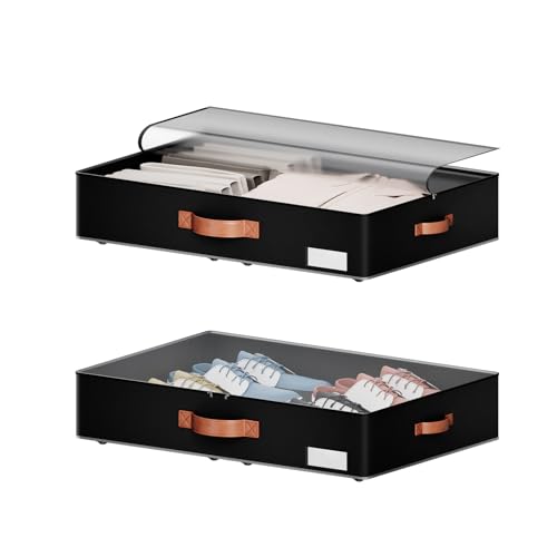 Underbed Storage With Wheels,low profile 5.5 inches Height Storage Bins,Rolling Underbed Shoe Storage Containers,Underbed Storage Drawers for clothes & blankets - color: black, size: 5.5inch height