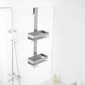 2-Tier Shower Caddy Over Shower Door - Shower Caddy Hanging Rack Organizer No Drilling, Brushed Nickel Stainless Steel Shower Shelf for Bathroom - color: Silver