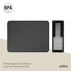 Umbra Udry Dish Rack and Microfiber Drying Mat – Space-Saving Design Folds Up for Easy Storage, Basic Rack, Black - color: Black, style: Basic Rack