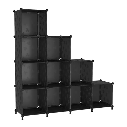 UNKU Cube Storage Organizer, 10 Cube Closet Organizer Storage Shelves, DIY Stackable Bookcase, Clothes Organizer Shelf for Closet, Bedroom, Living Room, Cabinet, Home, Office, Black - color: Black, size: 10cube