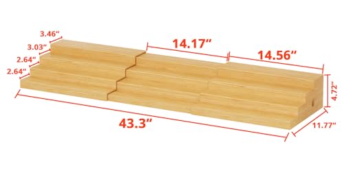 4-Tier Extra-Long Expandable Can Rack, Adjustable Bamboo Organizer for Pantry, Can Storage Holder for Pantry Shelf & Countertop, Large Capacity Holds 60 Cans (3.75oz), Patent Pending - size: Extended