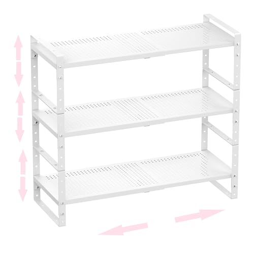 Multi-Functional Metal Shoe Rack, Space-Saving, Perfect for Entryway, Closet, Bathroom, etc. - Sturdy and Durable, High Weight Capacity（3PACKS/White/Large - color: 3packs/White, size: Large