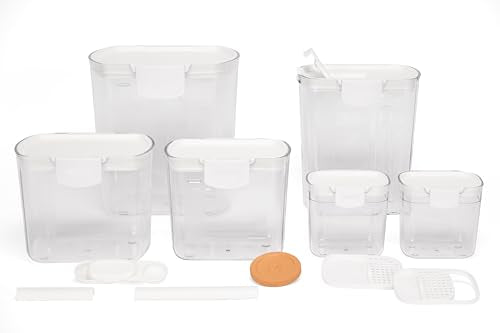 Progressive ProKeeper Baker's Airtight Kitchen Storage Canister Container Set for Flour, Sugar & More, Keeps Ingredients Fresh, with Accessories (White, 6- Piece) - color: White, size: 6- Piece