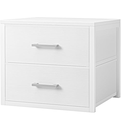 BOLUO Stackable Storage Drawers Closet Organizers and Storage Fabric White 2 Drawer Dresser for Bedroom Modern - color: White, size: M(11.2"D x 15.2"W x 16.1"H)