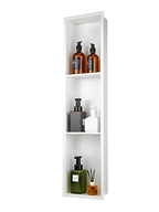 Narrow Shower Niche with Shelf，Stainless Steel recessed Wall Niche ，Three-Tier Shelves with Bathroom Storage/Remodel， Matte White （ 8"x 36"） - color: White, size: 36 * 8 in