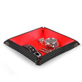 Valet Tray Organizer with Carbon Fiber Style Texture, Foldable Catchall Tray for Keys, Wallet & Everyday Essentials(Red-Small) - color: Red