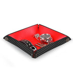 Valet Tray Organizer with Carbon Fiber Style Texture, Foldable Catchall Tray for Keys, Wallet & Everyday Essentials(Red-Small) - color: Red