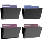 Gawerk Clear Acrylic Single Pocket, Plastic Hanging Wall Mount File Holder for Office Home (Black, 4 Pack) - color: Black, size: 4 Pack