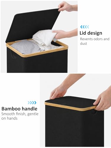 iEGrow Laundry Hamper with Lid, 110L Large Laundry Hamper with Handle and Lid, Collapsible Clothes Basket Organizer with Removable Inner Bag for Clothes Toys Towels - Black - color: Black, size: 110L