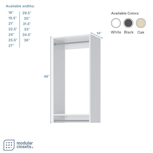 Double Hanging Closet Unit - Modular Closet System For Hanging - Corner Closet System - Closet Organizers And Storage Shelves (White, 31.5 inches Wide) Closet Shelves - color: White, size: 31.5" Wide