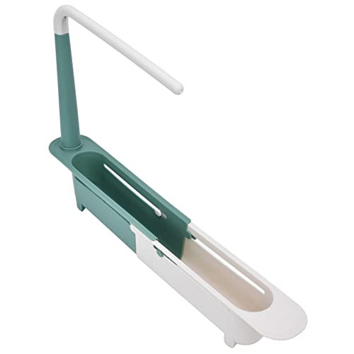 Zerodis Telescopic Sink Storage Rack, Telescopic 2in1 Sink Expandable Storage Drain Basket Towel Rack Under Sink Organizers Telescopic Sponge Soap Holder for Kitchen Sink (Green) - color: Green