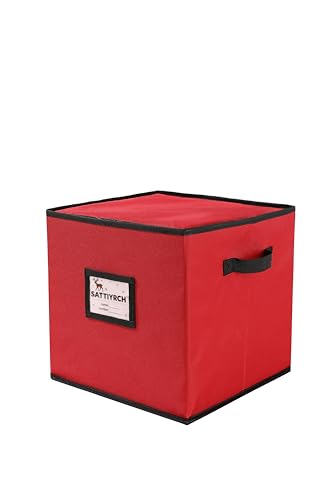 Sattiyrch Christmas Ornament Storage Box,4 Trays with Customizable Dividers,Canvas,Dust-Proof, Holds Up to 64 x 2.36 Ornaments, for Garage/Attic/Basement Storage - size: 64 pcs with Trays
