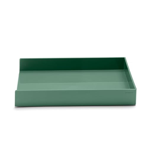 Poppin Stackable Letter Tray - Modular Lacquer Desk Trays for Office Organization, Color-Coordinated Office Supplies for Desk, Paper Trays (Sage, Letter) - color: Sage, size: 12.5" x 9.8" x 1.8"