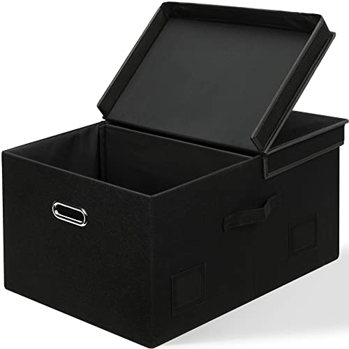 Graciadeco 75 Quarts Extra Large Decorative Storage Bins with Lids, 1 Pack Black Collapsible Storage Bins with Lids, Stackable Storage Bins Decorative Box Storage With Lid Extra Large - color: Black, size: XLarge-1 Pack