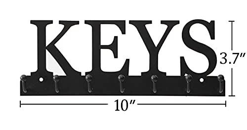 Lixgifts Key Holder Wall Mounted Key Hooks for Wall Decorative with 7 Hooks Black Metal Key Organizer Rack Hanger for Entryway, Front Door, Hallway, Office 10X3.7 inches