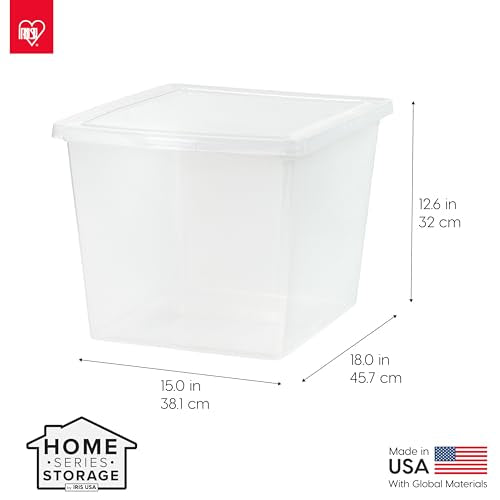 IRIS USA 4-Pack Storage Bins with Lids, 36 Quart, Clear Stackable Containers Box Organize Shoes Closet Shelves Clothes Blankets Towels - BPA-Free Plastic - size: 36 Qt, style: 4 Pack