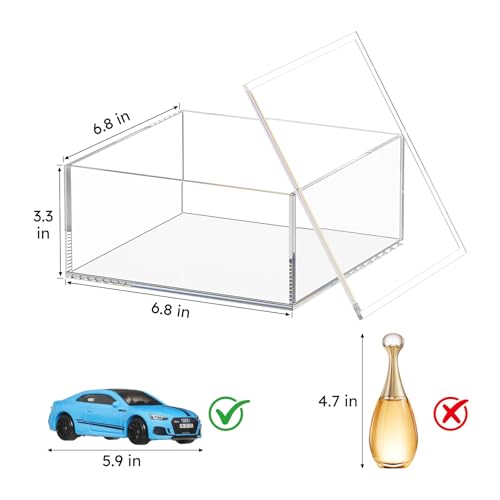 AITEE Decorative Acrylic Box with Lid, Clear Cube Display Case, Multi-Purpose Box Square Container for Holding Staples, Adhesive Tape, Paper Clips, Stamps, Display in Office or Home (X-Large) - size: X-Large