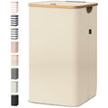 BALEINE Laundry Hamper with Lid, Tall Laundry Baskets with Bamboo Pull Handles, Large Laundry Bin with Internal Support (26 Gal/100L, Beige) - color: Beige, size: 100 liters