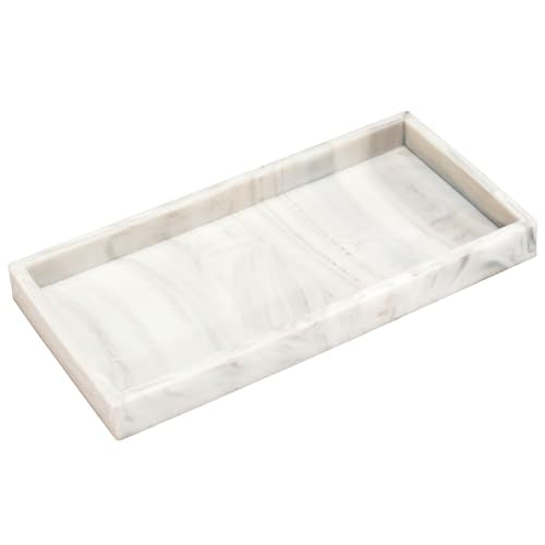 DNC Silicone Bathroom Vanity Tray for Counter, 7.9" Small Kitchen Sink Soap Tray for Dish Holder Dispenser Countertop Toilet Tank Desk Organizer - color: Marble-like Silicone, size: 7.9" x 3.9" x 0.7"