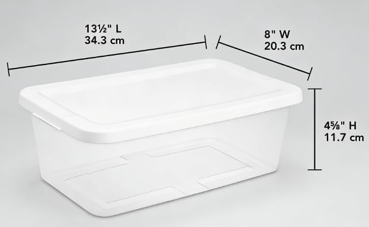 10-Pack of 6 Quart Clear Storage Boxes, Modern style, durable and sturdy, White Plastic with Snap-On Lids, Suitable for bedroom storage