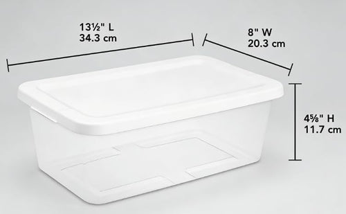 10-Pack of 6 Quart Clear Storage Boxes, Modern style, durable and sturdy, White Plastic with Snap-On Lids, Suitable for bedroom storage