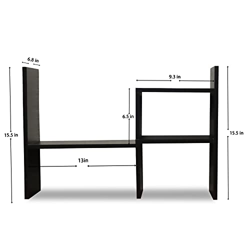 MASAKA B&W - Kawaii Storage Desktop Organizer for Your Desk Space, Double H Plants Display Shelf, Home Office Storage Rack Adjustable Stackable for Office, Dormitory (Black*02) - color: Black*02