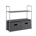 Amazon Basics Freestanding Closet Organizer with Fabric Bins, Drawers and 3 Shelves, Easy to Assemble, Grey, 32.7" x 12.2" x 31"