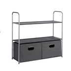 Amazon Basics Freestanding Closet Organizer with Fabric Bins, Drawers and 3 Shelves, Easy to Assemble, Grey, 32.7" x 12.2" x 31"