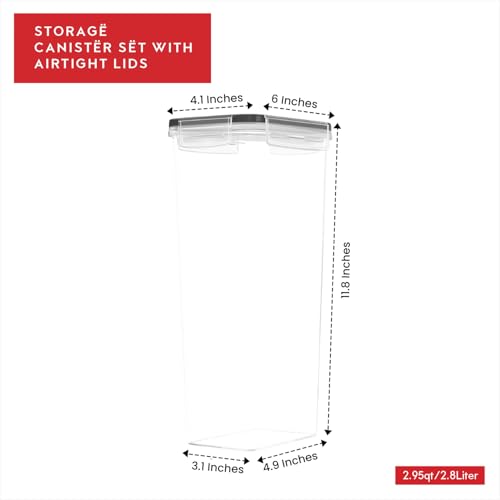 Airtight Food Storage Containers with Lids Set of 4-95 fl. oz Pasta storage Containers, BPA Free Plastic Spaghetti container - Air Tight Canisters for Kitchen Pantry Organization - color: 02 - Vertical (Set of 4)