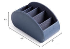 BONNY DODO Remote Control Holders Organizer Box with 5 Compartment PU Leather Multi-functional Office Desk Storage Caddy Store (Blue) - color: Blue