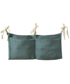 Baby Bedside Hanging Bags Storage Organizer Milk Bottle Toy Crib Baby Nappy-Bag Bed-Bunk Organizing Bag - color: Peacock Blue