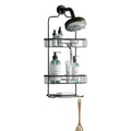 Zenna Home Rustproof Hanging Shower Caddy, Over the Shower Head Caddy with 2 Shelves and Built In Hooks, Aluminum Bathroom Hanging Organizer, Bronze - color: Bronze