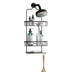 Zenna Home Rustproof Hanging Shower Caddy, Over the Shower Head Caddy with 2 Shelves and Built In Hooks, Aluminum Bathroom Hanging Organizer, Bronze - color: Bronze