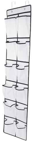 GOMAJI 12 Large Pockets Over Door Hanging Shoe Organizer, White - color: White