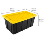 Sterilite 4-Pack Industrial Tote, Plastic Storage Container Bins with Lids, 38 Gallon - Heavy-Duty Organizing Containers for Closet, Bathroom, and Office - size: 38 Gallon - Black/Yellow