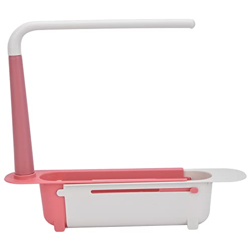 Telescopic Sink Storage Rack, Telescopic 2in1 Sink Expandable Storage Drain Basket Towel Rack Under Sink Organizers Telescopic Sponge Soap Holder for Kitchen Sink (Red) - color: Red