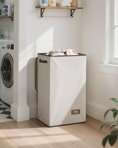 SOLEDI Laundry Hamper with Lid 90L Large & Tall Collapsible Laundry Basket, Clothes Hamper with Bag Removable Easy to Carry, Dirty Hampers for Bedroom, Bathroom, Dorm, College, Beige - color: Off-White, size: 90L