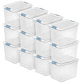 Sterilite 12-Pack Latching Box, Under Bed Storage Bins with Lids, Clear Plastic, 25 Quart - Heavy-Duty Organizing Containers for Closet, Bathroom, and Office - size: 25 Quart, style: 12 Pack