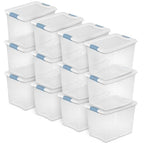 Sterilite 12-Pack Latching Box, Under Bed Storage Bins with Lids, Clear Plastic, 25 Quart - Heavy-Duty Organizing Containers for Closet, Bathroom, and Office - size: 25 Quart, style: 12 Pack