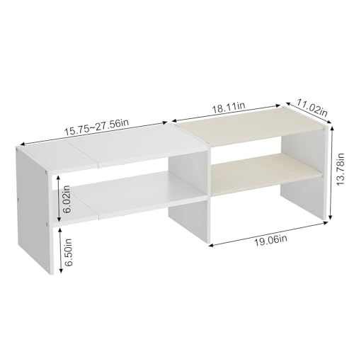 X-cosrack Long White 11.02″Shoe Rack for Closets, Stackable and Expandable Shoe Organizer, Suitable for Entryways, Garages, Storage Shelves Made of MDF, Oxford Cloth and Iron - size: 1 Pack 2 Tier Long