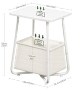 CHOEZON Nursery Side Table, Small End Table for Small Spaces, Nightstand with Fabric Basket, for Nursery, Living Room, Bedroom, White TBZ13WB - color: White