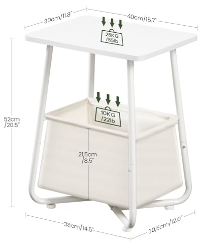 CHOEZON Nursery Side Table, Small End Table for Small Spaces, Nightstand with Fabric Basket, for Nursery, Living Room, Bedroom, White TBZ13WB - color: White