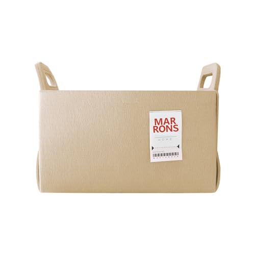 Collapsible Felt Beige Storage Bin Medium 11"x7.1"x7.1" – Foldable Basket with Handles for Closet, Toy Storage, Laundry Room Organization, Decorative Storage Bins for Shelves, Cube Storage - color: BEIGE, size: MEDIUM