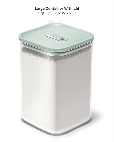 Caraway 4qt Glass Airtight Food Storage Container with Lid – Non-Toxic, BPA-Free Kitchen Storage Container – Stackable, Space-Saving Airtight Container for Dry Goods and More - Mist - color: Mist, size: 4qt Container